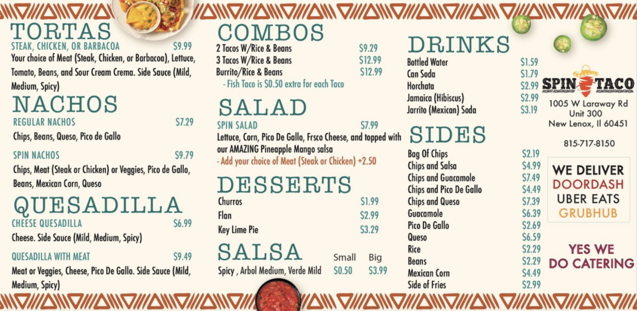 Our Menu – Spin Taco